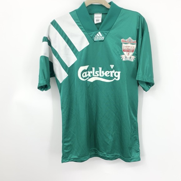 ADIDAS Vintage 92 Size 38" 40" Medium Jersey Green Carlsberg Liverpool Football